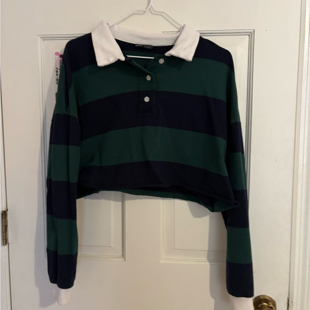 Green striped crop top